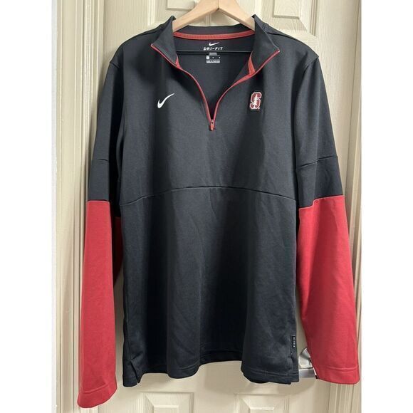 Nike Dri-Fit Men's Large Stanford "Fear the Tree" 1/4 Zip Long Sleeve Onfield‎ - Picture 1 of 8